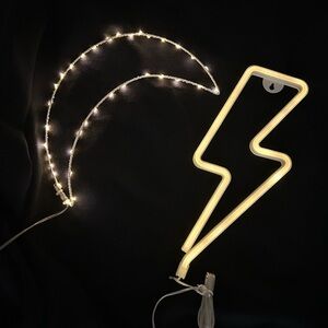 LED Neon Battery Operated Lightning Bolt and Moon Light